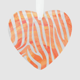 Zebra Orange and White Print Ornament