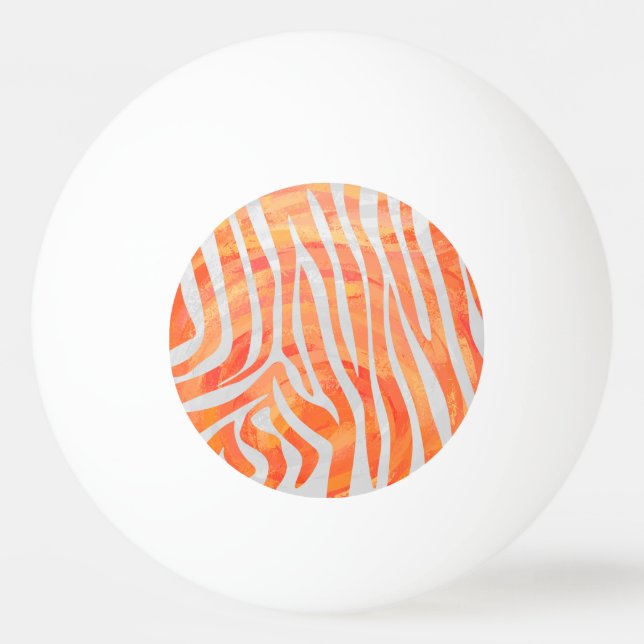 Zebra Orange and White Print Ping Pong Ball (Front)