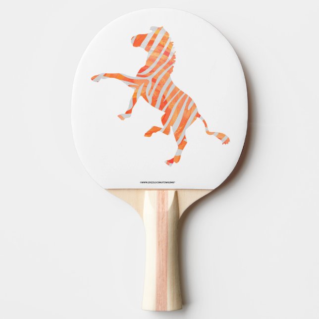 Zebra Orange and White Print Ping Pong Paddle (Front)