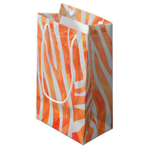 Zebra Orange and White Print Small Gift Bag