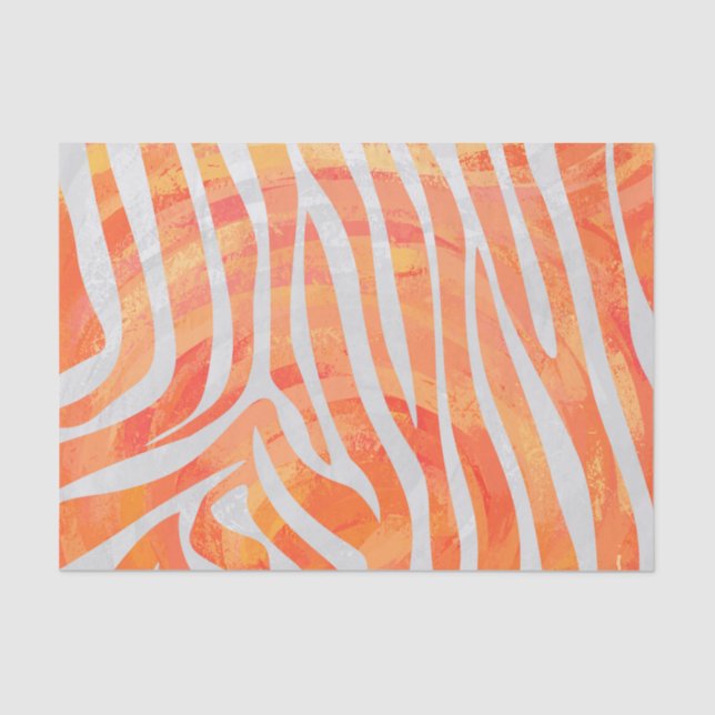 Zebra Orange and White Print Tissue Paper (Front)
