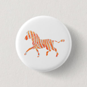 Zebra Orange and White Silhouette 1 Inch Round Button