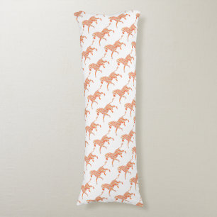Zebra Orange and White Silhouette Body Pillow