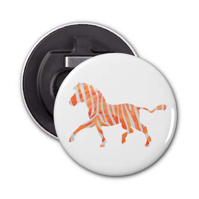 Zebra Orange and White Silhouette Bottle Opener (Front)