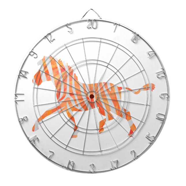 Zebra Orange and White Silhouette Dartboard (Front)