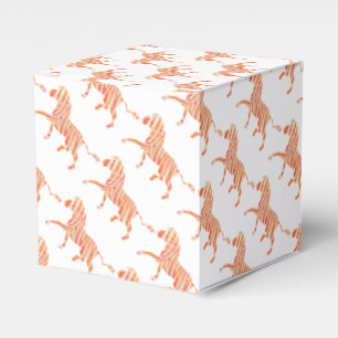 Zebra Orange and White Silhouette Favor Box
