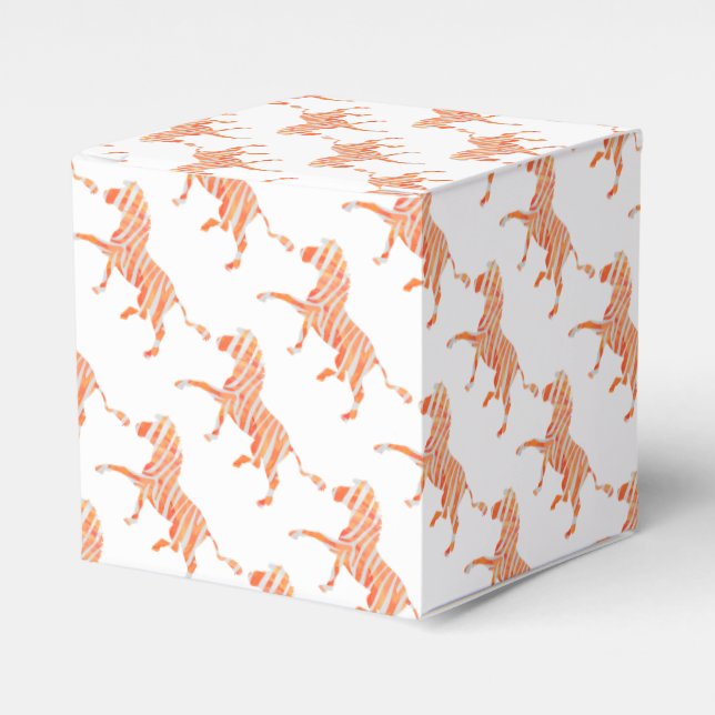 Zebra Orange and White Silhouette Favor Box (Front Side)