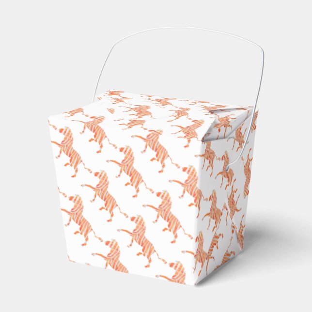 Zebra Orange and White Silhouette Favor Box (Front Side)
