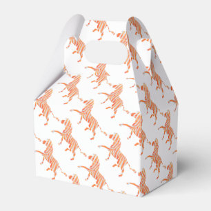 Zebra Orange and White Silhouette Favor Box