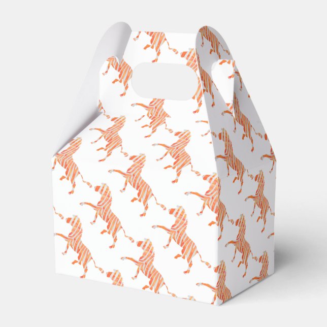 Zebra Orange and White Silhouette Favor Box (Front Side)