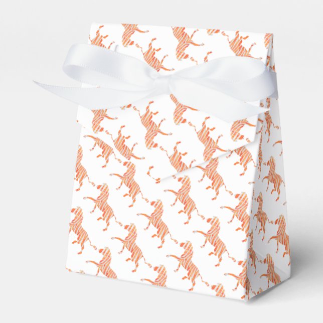 Zebra Orange and White Silhouette Favor Box (Front Side)