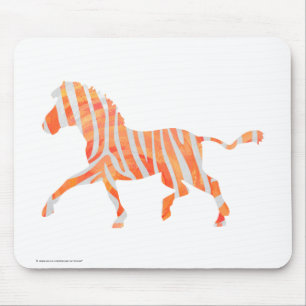 Zebra Orange and White Silhouette Mouse Pad