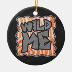 Zebra Orange and White Wild Me Ceramic Ornament