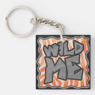 Zebra Orange and White Wild Me Keychain