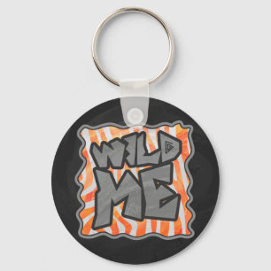 Zebra Orange and White Wild Me Keychain