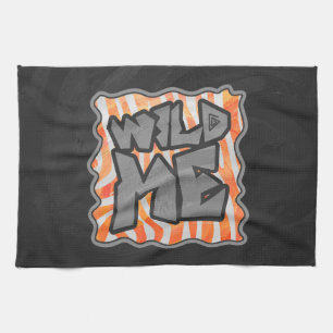 Zebra Orange and White Wild Me Kitchen Towel