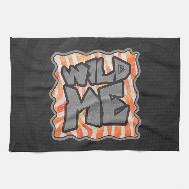 Zebra Orange and White Wild Me Kitchen Towel (Horizontal)