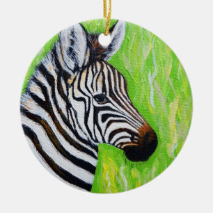Zebra Painting Ceramic Ornament