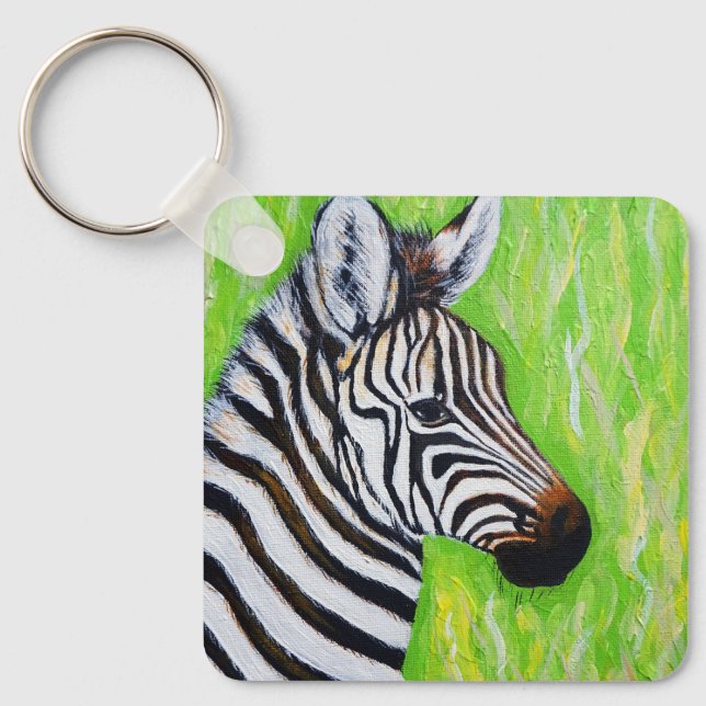 Zebra Painting Keychain (Front)