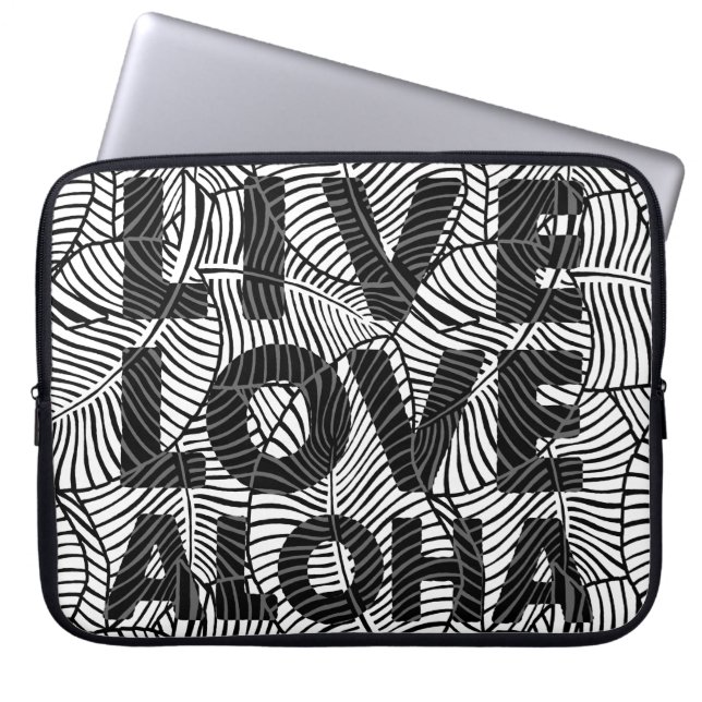 Zebra Palm Aloha Hawaiian Tropical Wetsuit Laptop Sleeve (Front)