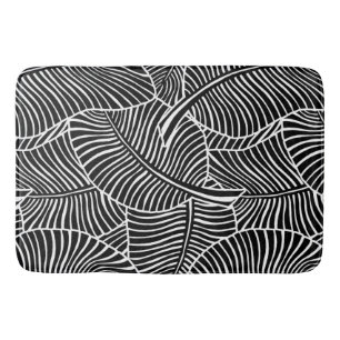 Zebra Palm Hawaiian Tropical Black and White Bath Mat