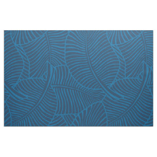 Zebra Palm Hawaiian Tropical Denim Blue Fabric