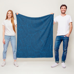 Zebra Palm Hawaiian Tropical Denim Blue Fleece Blanket