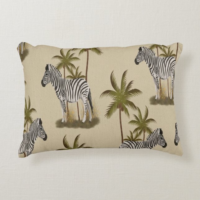 Zebra & Palm Trees  Accent Pillow (Front)