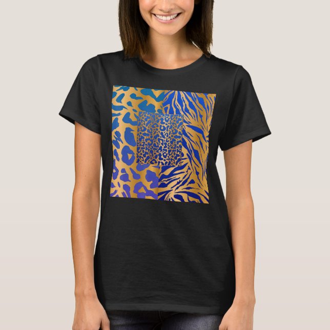 Zebra Panther Cheetah Animal Safari Print T-Shirt (Front)