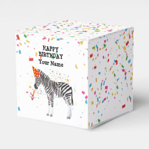 Zebra Partying - Animals at Birthday Party Favor Box