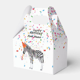 Zebra Partying - Animals at Birthday Party Favor Box
