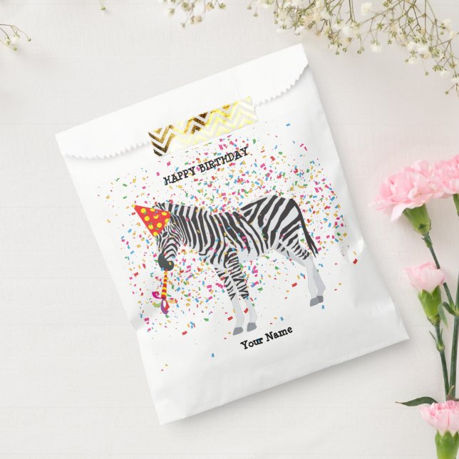 Zebra Partying - Animals at Birthday Party Favour Bag (Sealed)