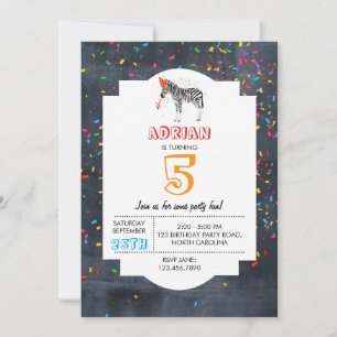 Zebra Partying - Animals Birthday Party Boy Girl Invitation