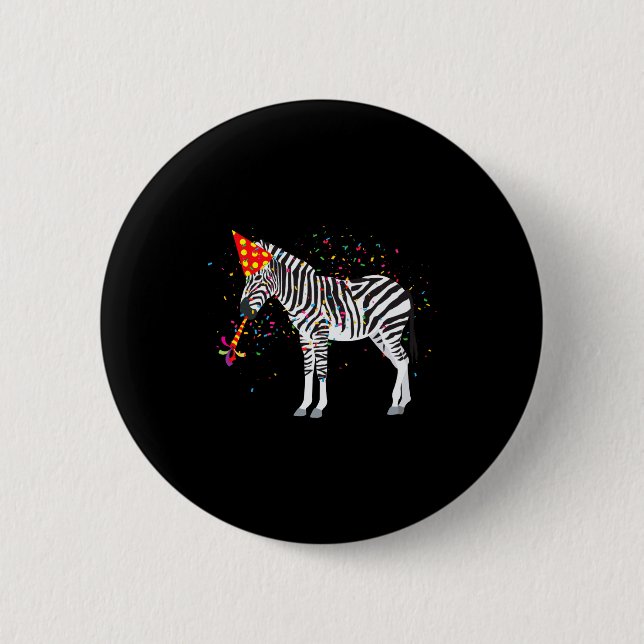 Zebra Partying Animals Having A Party  2 Inch Round Button (Front)