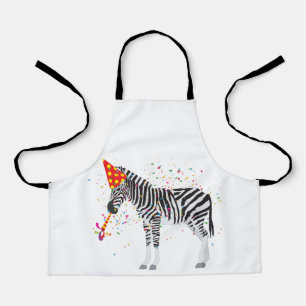 Zebra Partying - Animals Having a Party Apron