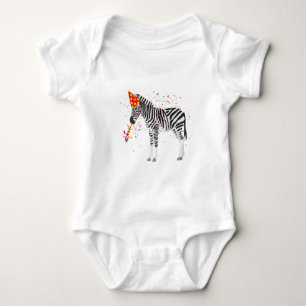 Zebra Partying - Animals Having a Party Baby Bodysuit
