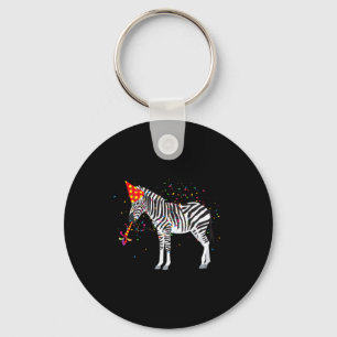 Zebra Partying Animals Having A Party Keychain