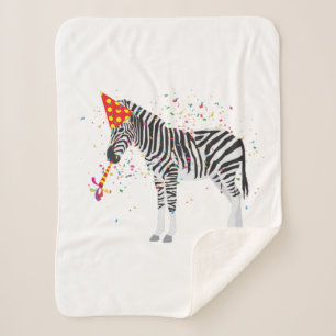 Zebra Partying - Animals Having a Party Sherpa Blanket