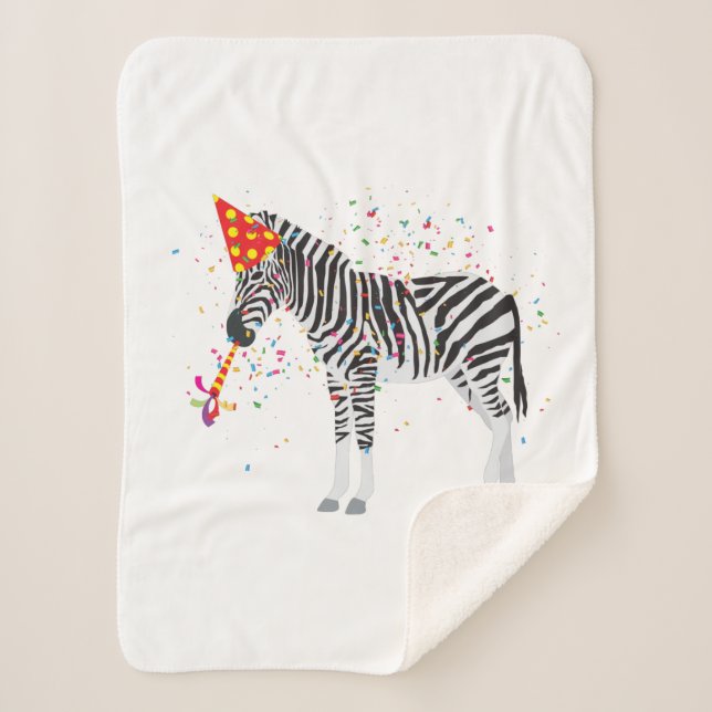 Zebra Partying - Animals Having a Party Sherpa Blanket (Front)