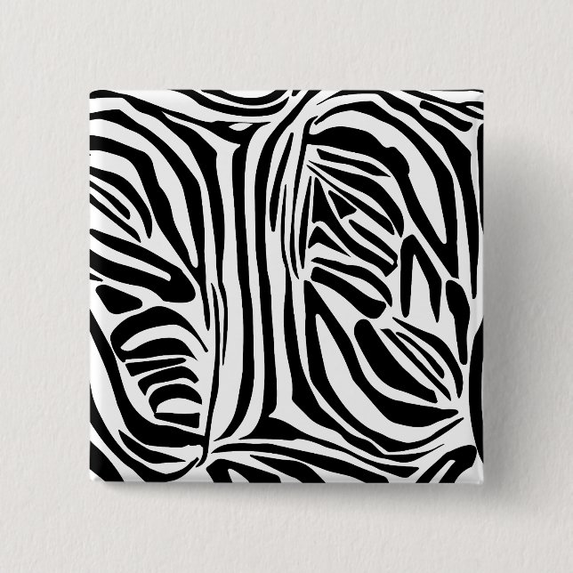 Zebra pattern 2 inch square button (Front)