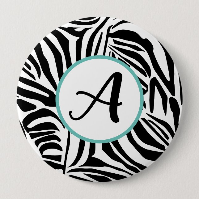 Zebra Pattern 4 Inch Round Button (Front)