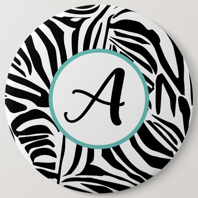 Zebra Pattern 6 Inch Round Button (Front)