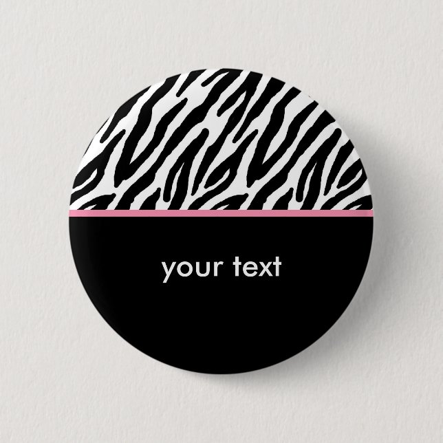 Zebra Pattern and Hot Pink 2 Inch Round Button (Front)