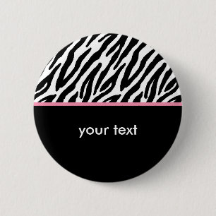 Zebra Pattern and Hot Pink 2 Inch Round Button