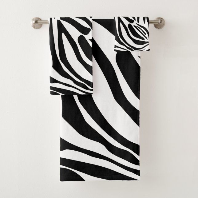 Zebra pattern bath towel set (Insitu)