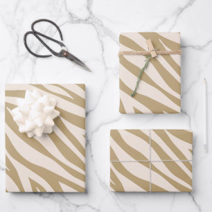 Zebra Pattern-Beige- Wrapping Paper Sheet