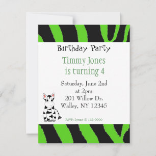 Zebra Pattern Birthday  Invitation