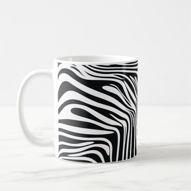 Zebra pattern black and white 🦓 coffee mug (Left)