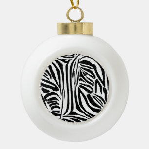 Zebra pattern ceramic ball christmas ornament