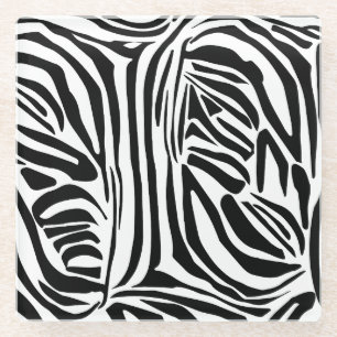 Zebra pattern glass coaster